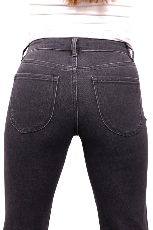 The Erica bootcut jeans in charcoal, back pocket detail