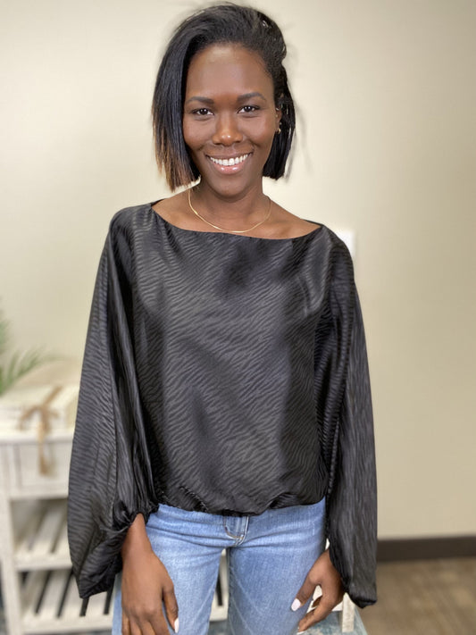 All Ashore Women's Satin Long Sleeve Top