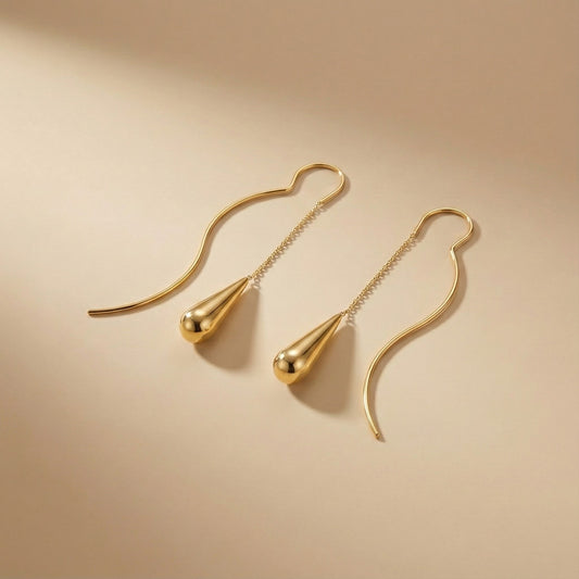 ALB Custom Gold Teardrop Threader Earrings