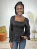 Smocked In The Dark Women's Peplum Long Sleeve Top *Final Sale*