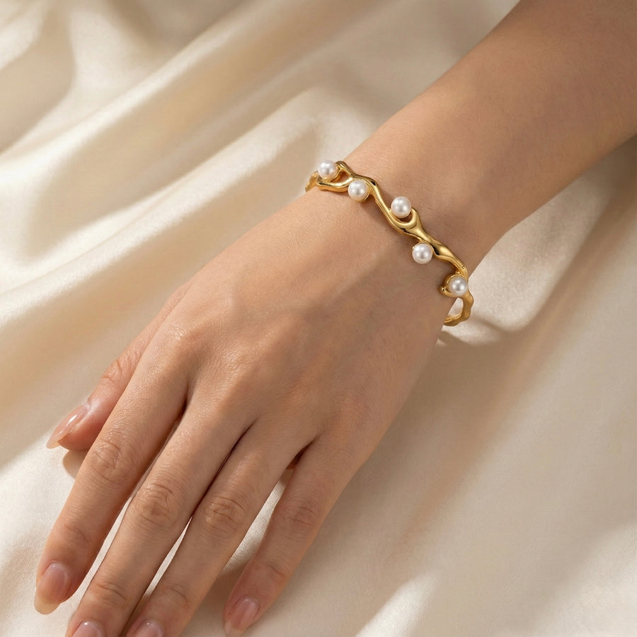 ALB Custom Gold With Pearls Cuff Bracelet *Final Sale*