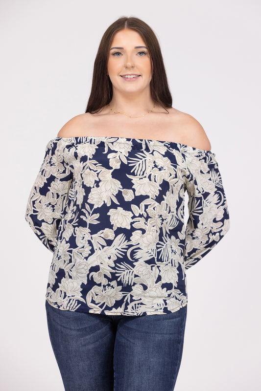 Travel Plans Women's Off The Shoulder 3/4 Sleeve Top