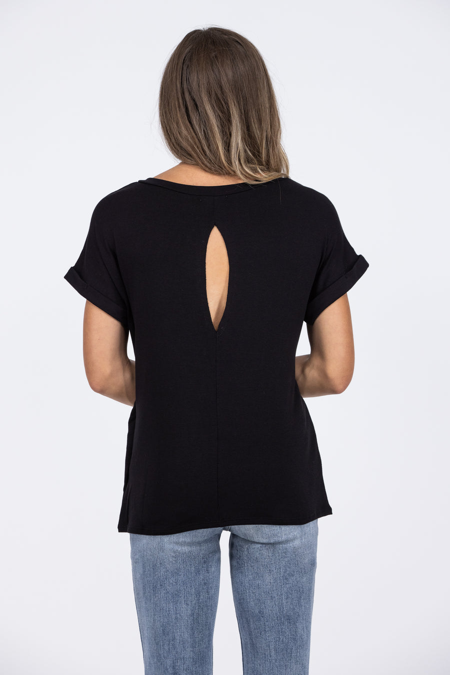 Dynamite Women's Modern Open Back Short Sleeve Top *Final Sale*