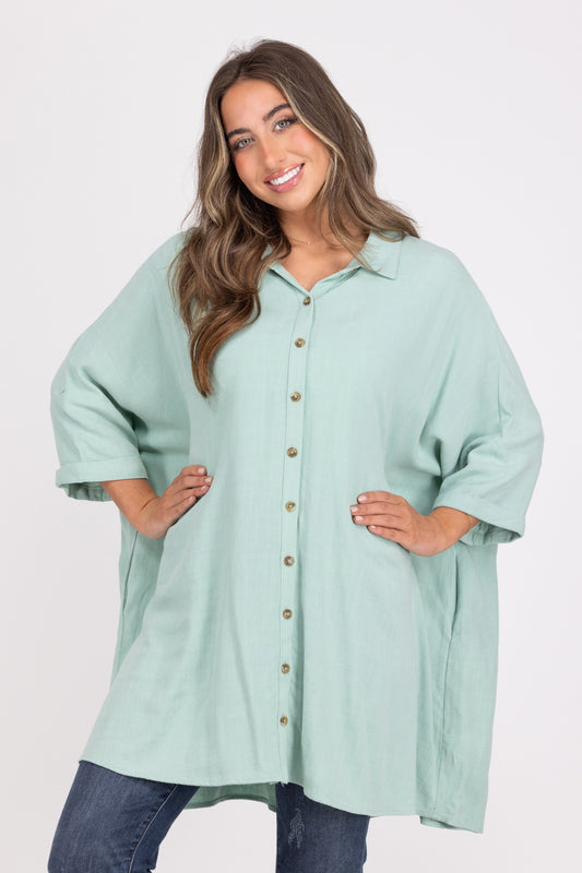 Sway In The Breeze Women's Oversized Button Up Long Sleeve Top * Final Sale*
