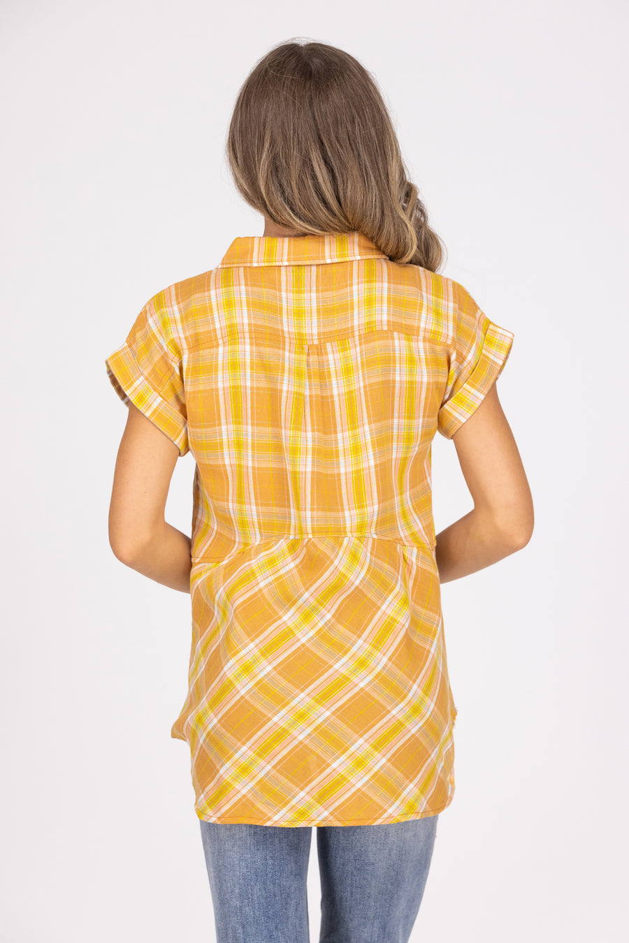 Live Tonight Women's Baby Doll 1/2 Button Up Collared Short Sleeve Top *Final Sale*