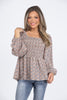 Perfect Mood Women's Smocked Long Puff Sleeve Top