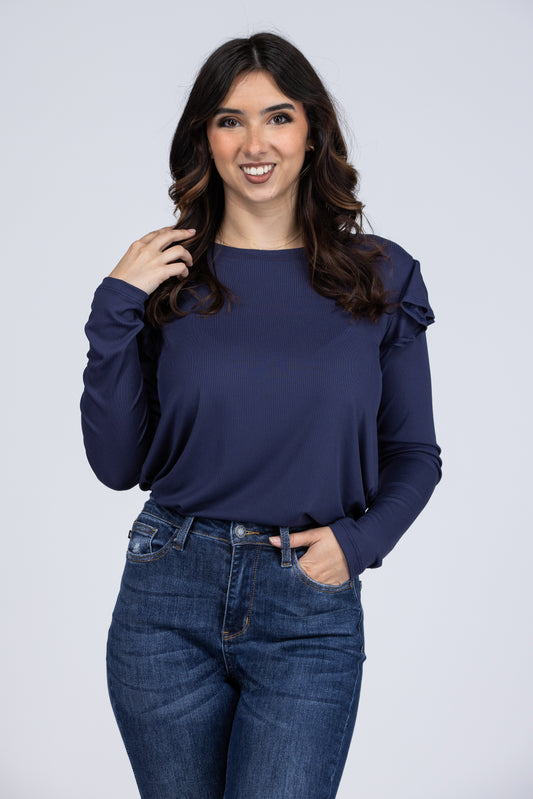 Girl On Fire Women's Ruffled Long Sleeve Top *Final Sale*