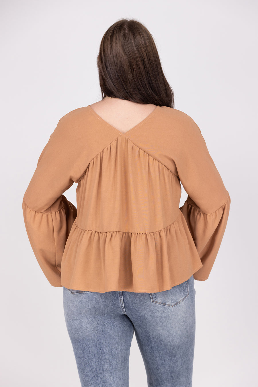 Megan's Women's Tiered Bodice Bell Sleeves Blouse Top