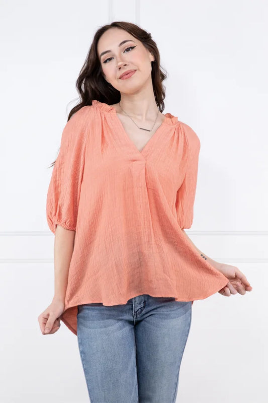 Change Their Minds Textured Hi-Lo Short Sleeve Top *Final Sale*