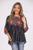 Dancing Through It Women's Babydoll Embroidered 3/4 Sleeve Top