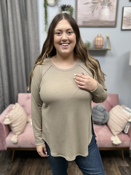 Absolutely You Women's Waffle Knit Long Sleeve Top *Final Sale*