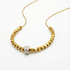 ALB Custom Gold Pebble Beaded Necklace With Pave Crystal Charm