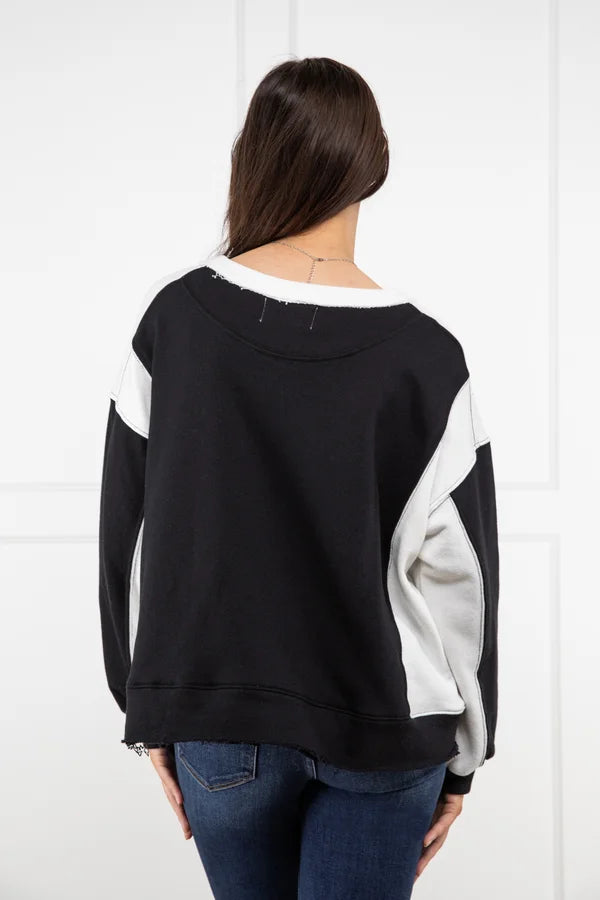 Taking It to the Extreme Women's Two Tone Boat Neckline Hi Lo Sweatshirt * Final Sale*