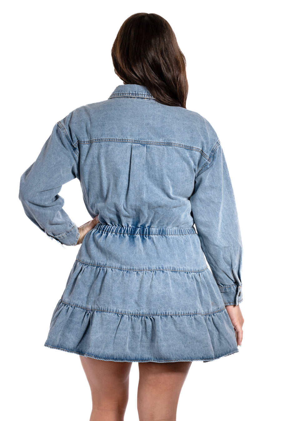 Women's Button Up Tiered Denim Dress