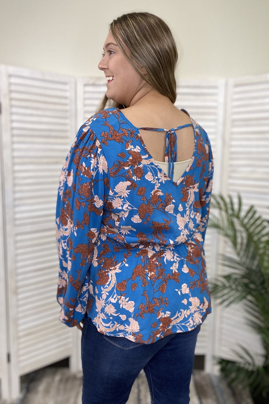 Never Pretending Women's Floral Tie Back Long Sleeve Top *Final Sale*