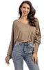 Women's Relaxed V-Neck Long Sleeve Top
