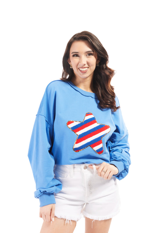 Women's Asymmetrical USA Star Sweatshirt