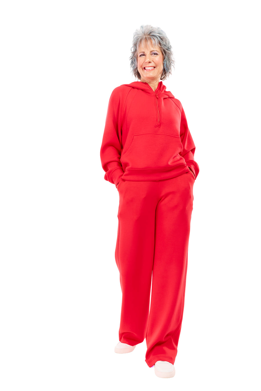 Women's Quarter Zip Hoodie - Red