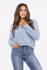 Sunny Day Women's Relaxed Textured Knit V-Neck Sweater