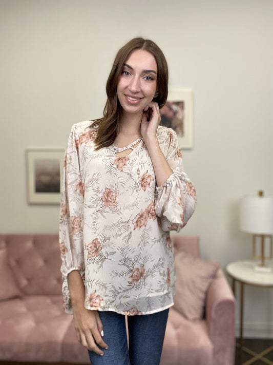 Embrace Life Women's V-Neck Floral Long Sleeve Top *Final Sale*