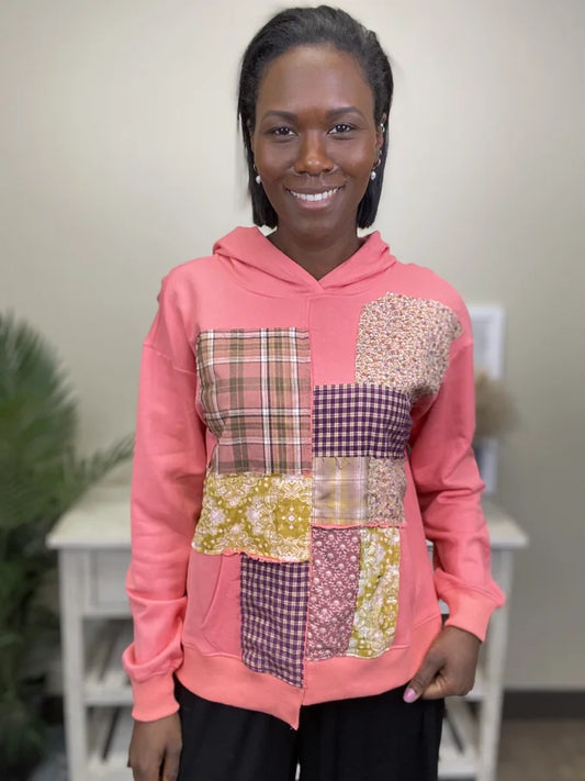 Wonders Women's Patchwork Uneven Hem Hoodie * Final Sale*