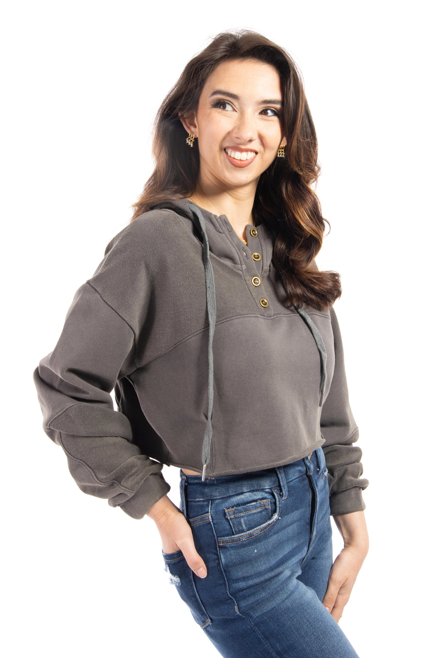 My Power Women's Relaxed Textured Crop Hoodie * Final Sale*