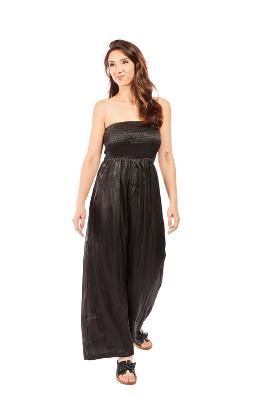 Date Night With Me Women's Flowy Satin Jumpsuit
