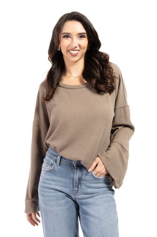 Easy Said Women's Waffle Knit Long Sleeve Top *Final Sale*