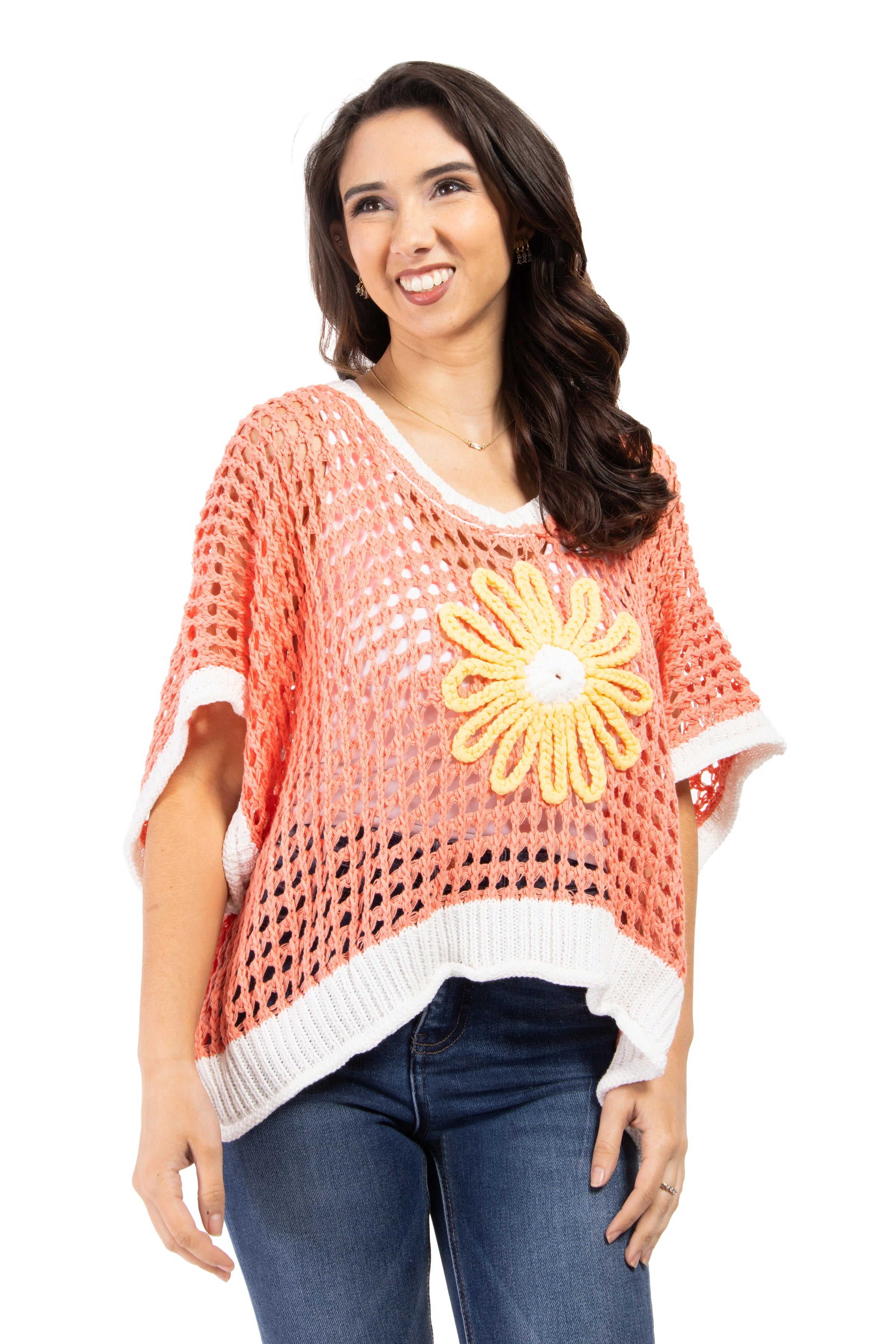 Floral Dayz Women's Rolled Hem Crochet Short Sleeve Top – Ava Lane