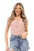Staying Bright Women's Button Front Slim-Fit Sleeveless Bodysuit