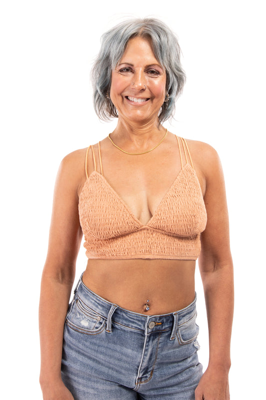 Laugh Together Women's Smocked Triple String Strap Bralette *Final Sale*