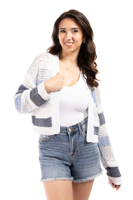 Women's Modern Striped Knit Cardigan