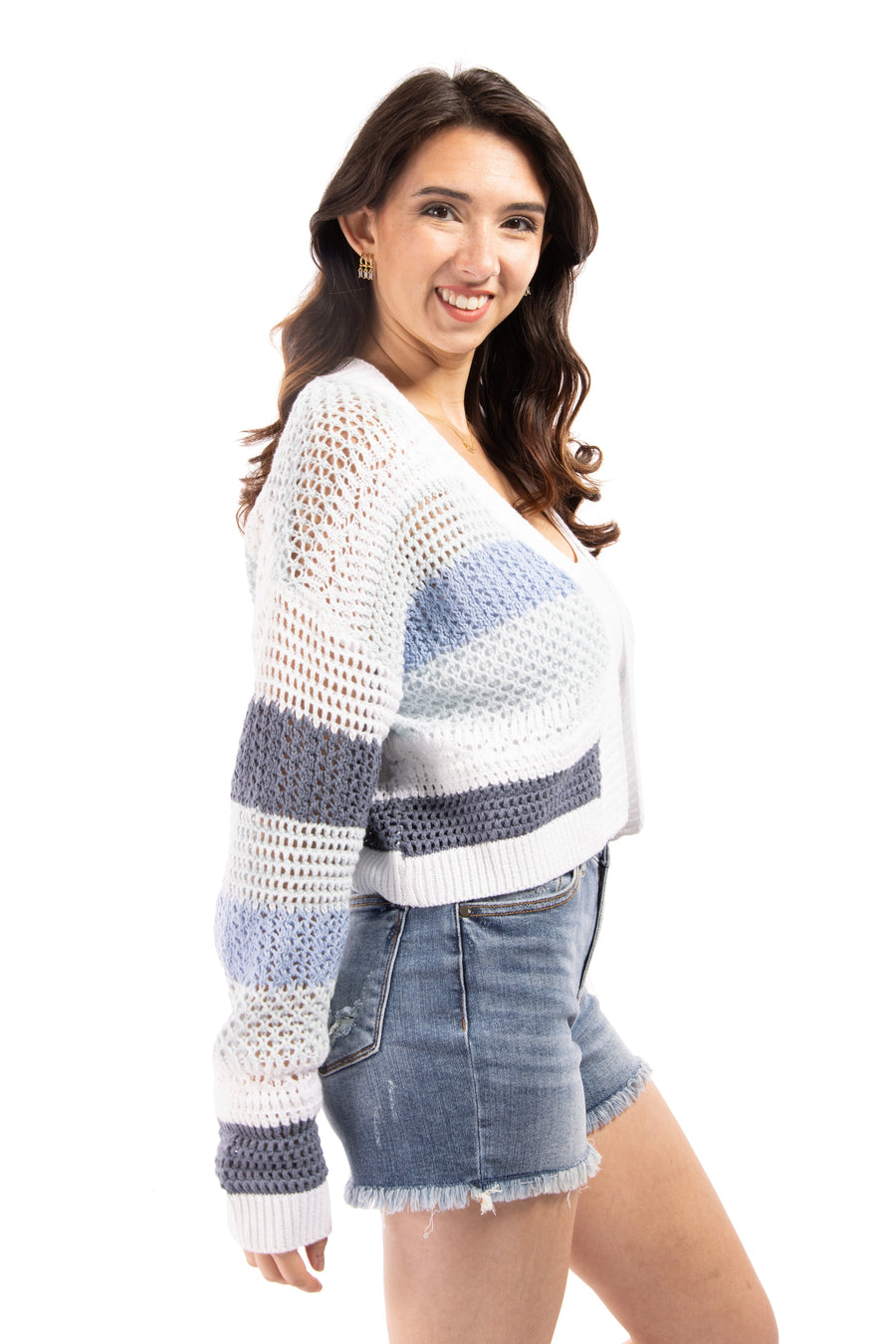 Women's Modern Striped Knit Cardigan