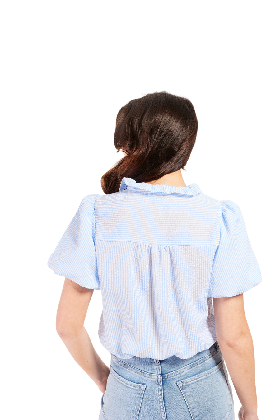 Women's Textured Ruffle Sleeve Top