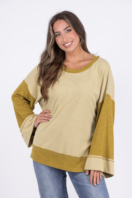 With Me Women's Textured Knit Long Sleeve Top *Final Sale*