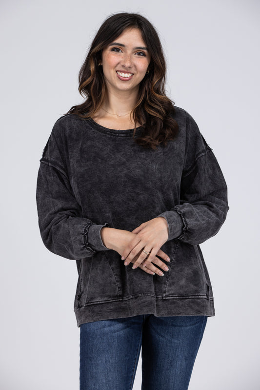 Merry Midnight Women's Vintage Wash Long Sleeve Sweater *Final Sale*