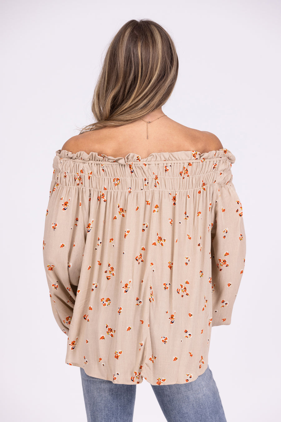 Pretty Girl Women's Floral Off The Shoulder Long Sleeve Top