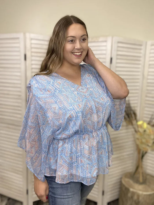 Dreaming In Color Women's V-Neck Lightweight Long Sleeve Top *Final Sale*