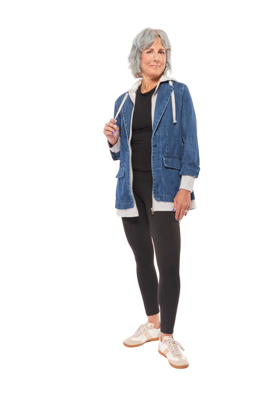 Risen Women's Blazer with Hoodie Denim Jacket