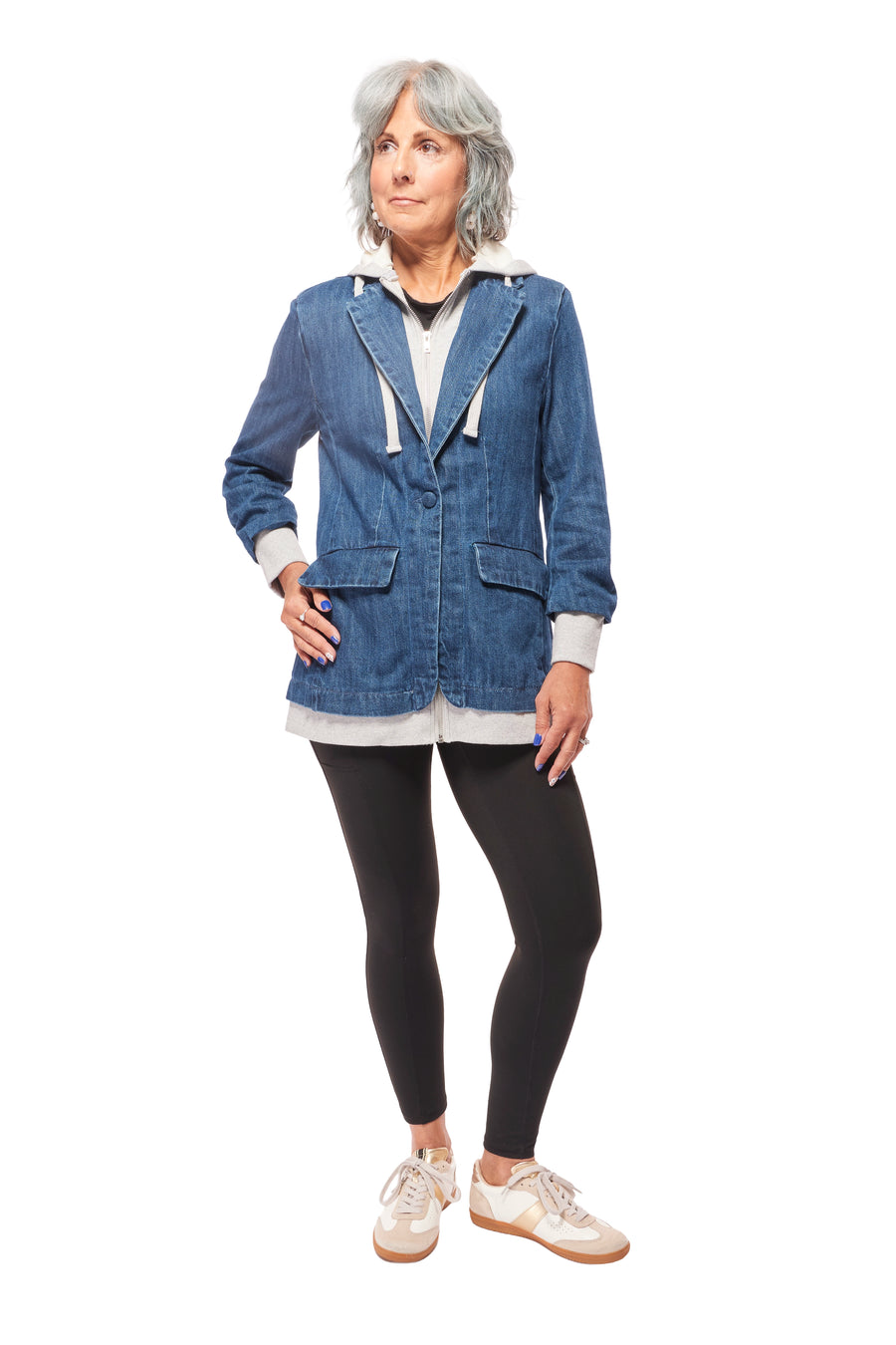 Risen Women's Blazer with Hoodie Denim Jacket