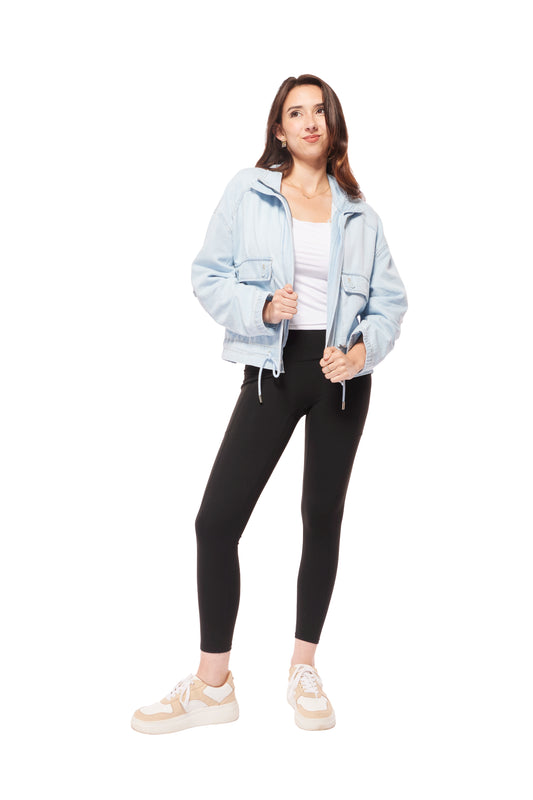 Risen Women's Oversized Cargo Pocket Denim Jacket
