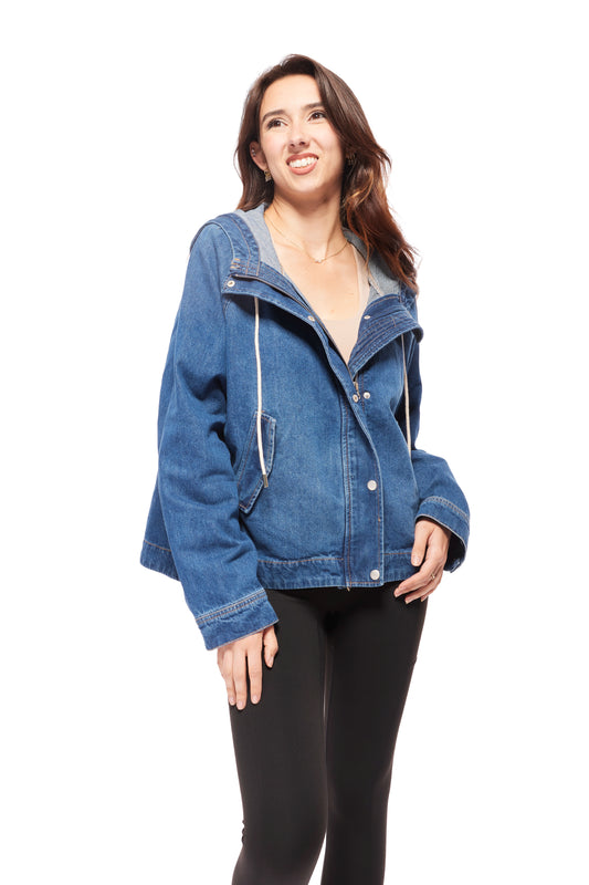 Risen Women's Oversized Raglan Sleeve Denim Jacket