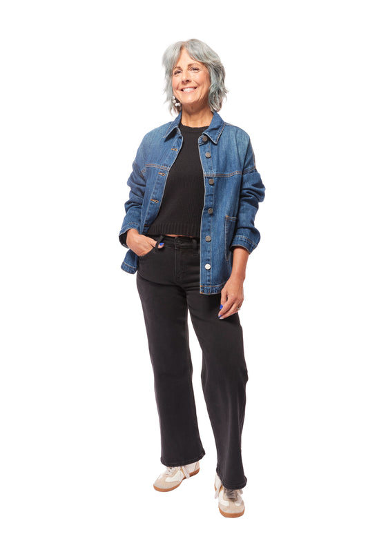 Risen Women's Patch Pocket Relaxed Denim Jacket