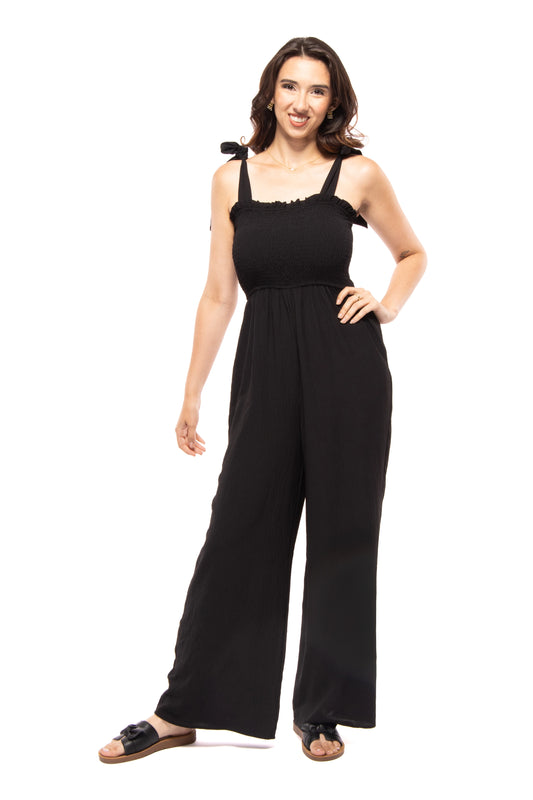Any Occasion Women's Ruffle Tie Strap Jumpsuit