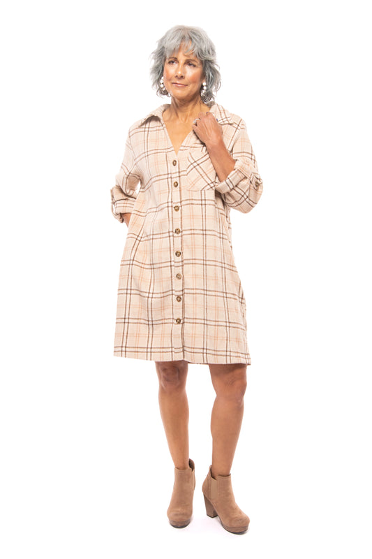 Dancing In The Leaves Women's Button Up Shacket Dress *Final Sale*