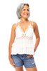Crochet Lace Camisole Women's Crisscross Peplum Tank Top