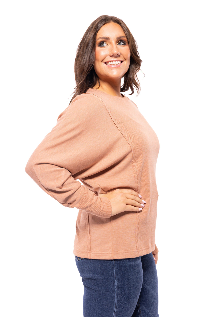 Peace Of Mind Women's Ribbed Paneled Long Sleeve Pullover Top *Final Sale*