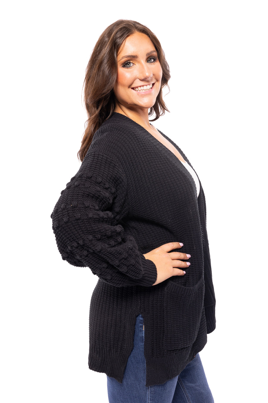 Textured Women's Relaxed Open Front Cardigan *Final Sale*