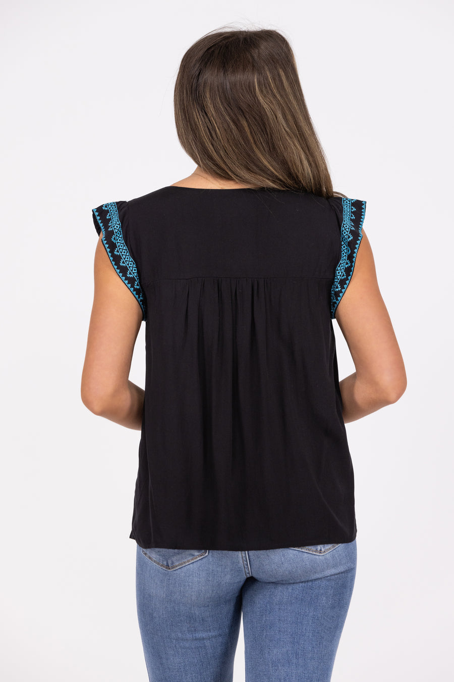 Make It Pop Women's Embroidered Cap Sleeve Babydoll Top *Final Sale*