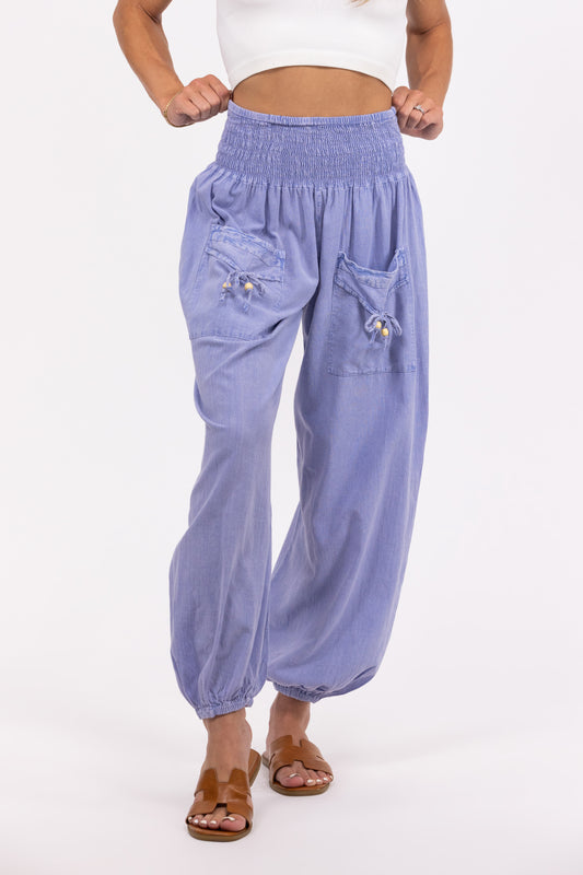 Vacation Mode Women's Smocked Waist Balloon Leg Pants